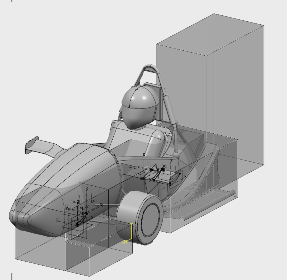 FSAE side aero CAD with CFD domain